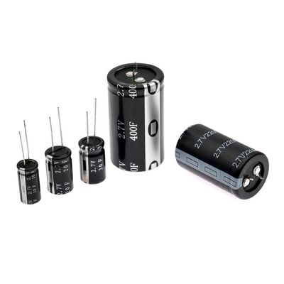 1F~400F 2.7V ซุปเปอร์คาปาซิเตอร์อุณหภูมิสูง อัลตร้าคาปาซิเตอร์ ทรงกระบอก