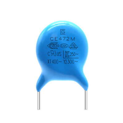 300VAC 472M Y2 Safety Capacitor สีฟ้าสำหรับสวิตชิ่งพาวเวอร์ซัพพลาย