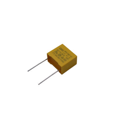 250VAC ผ่านรู Radial X2 ความปลอดภัย Capacitor ระยะอุณหภูมิการทํางานที่กว้าง -40.C ถึง 85.C