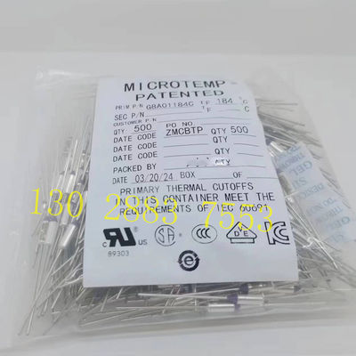MICROTEMP G8A00072C ไฟฟิวส์ความสามารถในการตัดกระแสไฟฟ้าสูงสุด 25 แอมเปอร์ที่ 250VAC G8A01Tf072C
