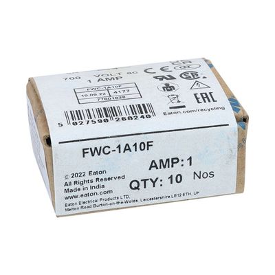 ความสามารถในการจักรยานและผลงานที่ดี Cramic Fuse Eaton Bussmann 10 X 38 มม Ferrule Fuse FWC-1A10F