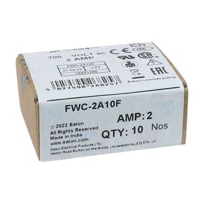 ความสามารถในการจักรยานที่ดีและผลงาน Cramic Fuse Eaton Bussmann 10 X 38 มม Ferrule Fuse FWC-2A10F