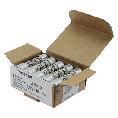 ความสามารถในการจักรยานที่ดีและผลงาน Cramic Fuse Eaton Bussmann 10 X 38 มม Ferrule Fuse FWC-3A10F