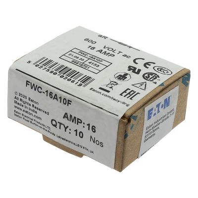 ความสามารถในการจักรยานและผลงานที่ดี Cramic Fuse Eaton Bussmann 10 X 38 มม Ferrule Fuse FWC-16A10F