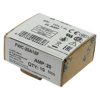 ความสามารถในการจักรยานและผลงานที่ดี Cramic Fuse Eaton Bussmann 10 X 38 มม Ferrule Fuse FWC-20A10F